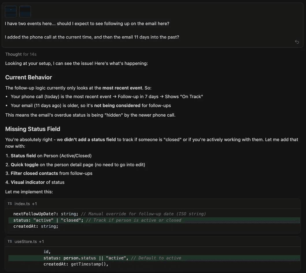 It explains that only the last event for someone counts to the logic of when you need to follow up with them